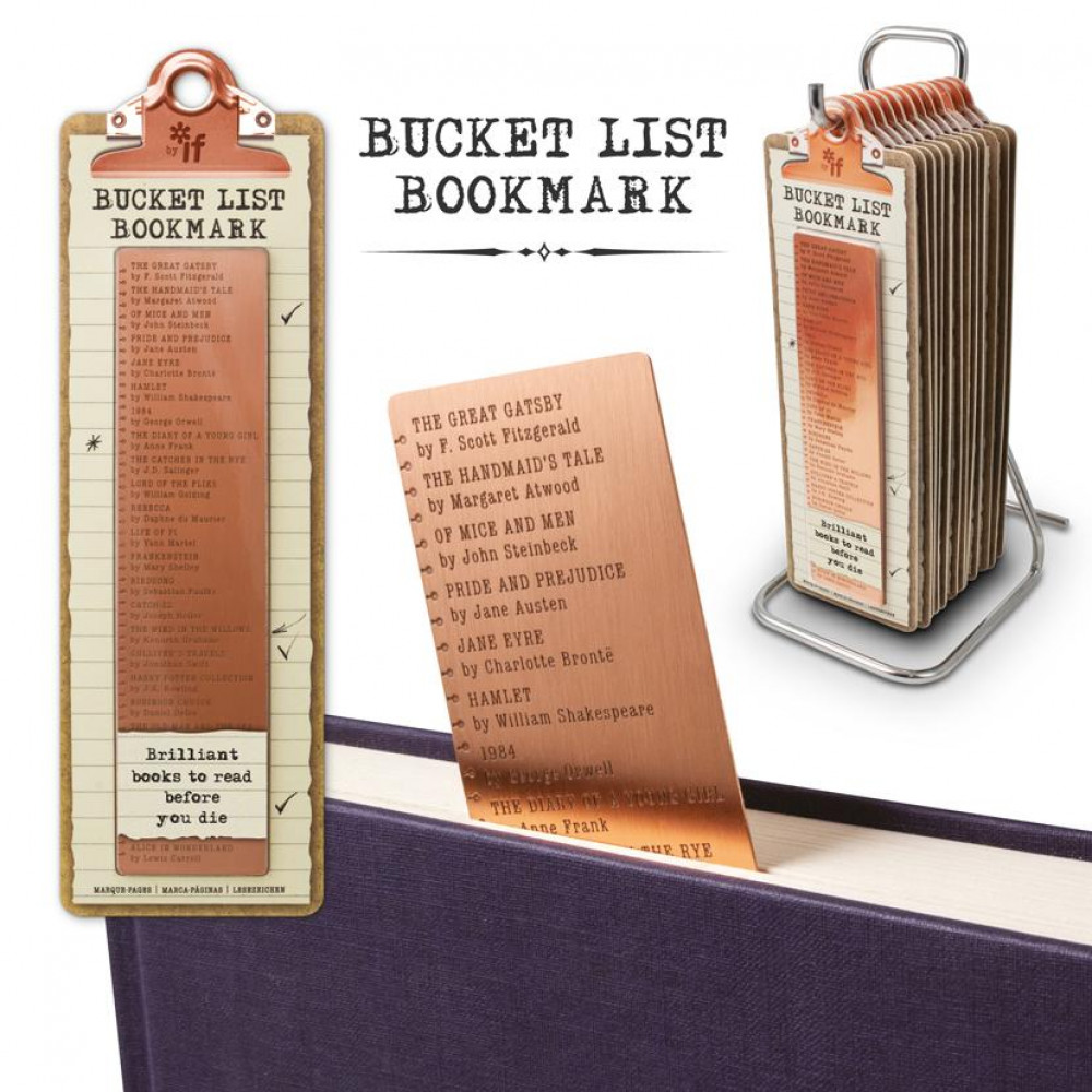 Bucket List Bookmark, 50 Best Books List Metal